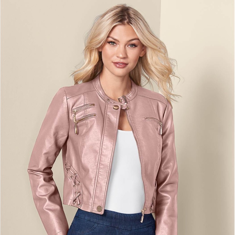 Faux-leather lace-up jacket